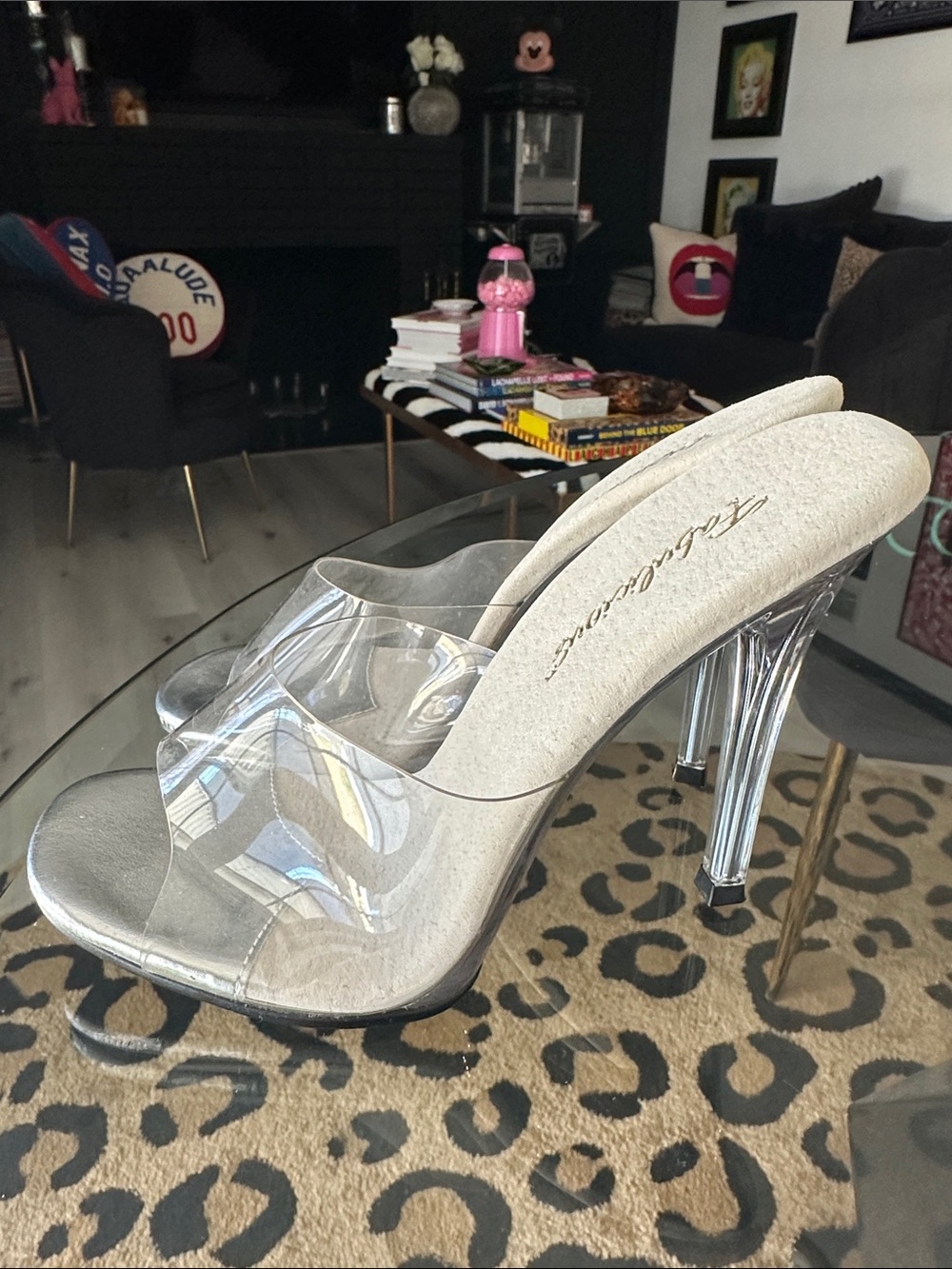 Fabulicious Clear PVC Slide Heels Transparent